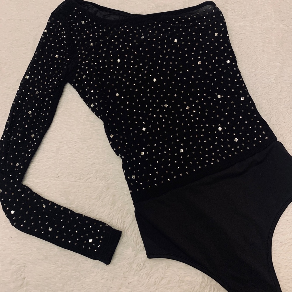 Rhinestone one arm bodysuit